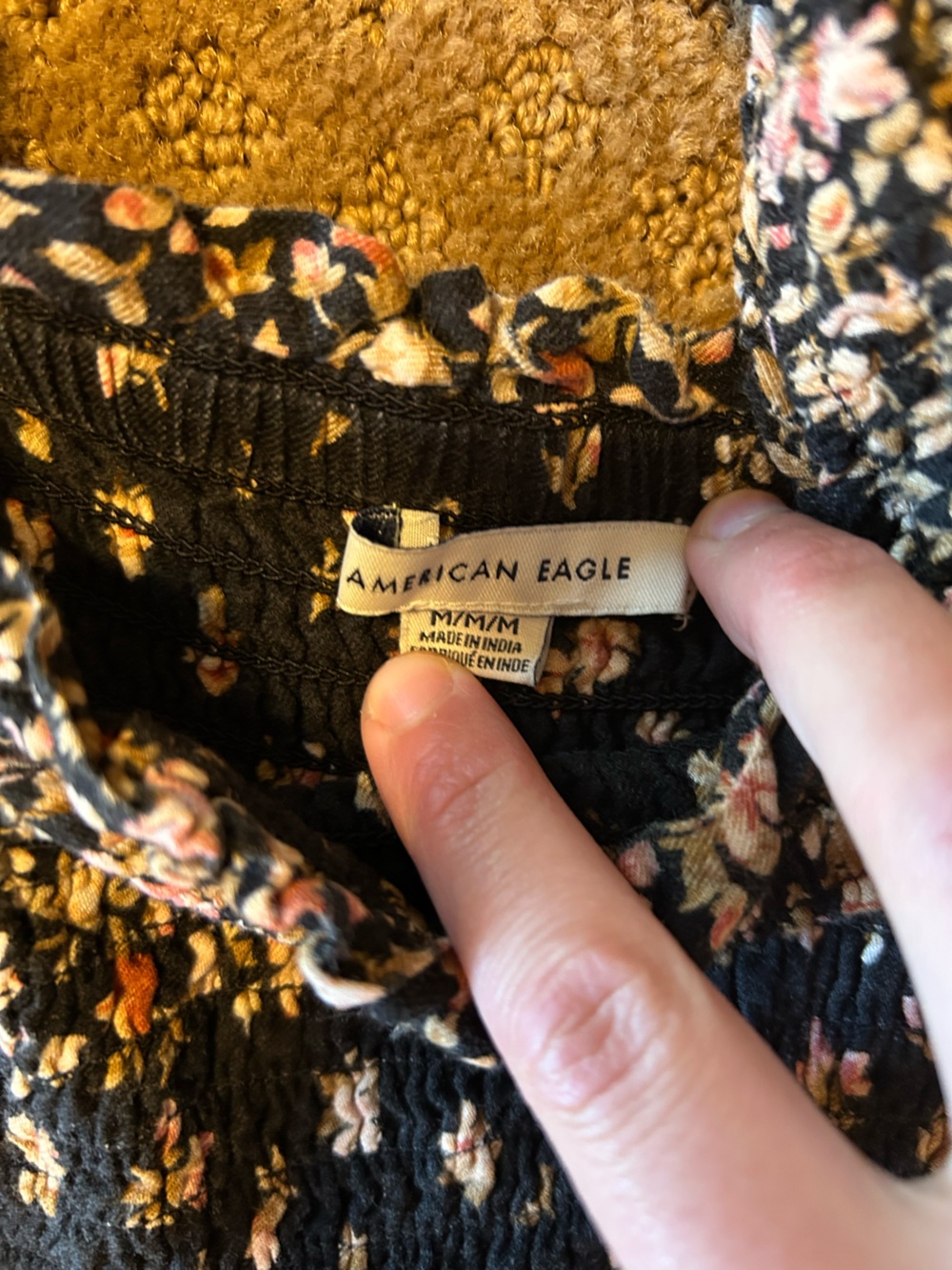 Floral black Smocked Romper with Ruffle Straps - Picture 2 of 2